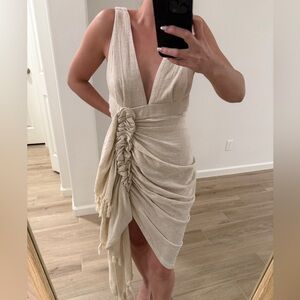 Chic Asymmetrical Cream Dress